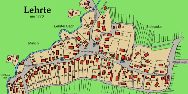 Das Dorf Lehrte Karte 1770 Das Dorf Lehrte Karte 1770