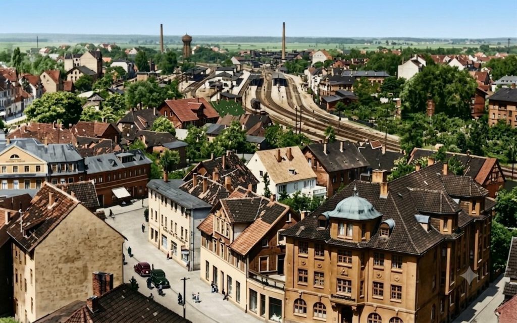 Blick von der Matthäuskirche Richtung Bahnhof